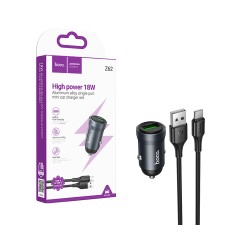 Hoco Car Charger Z62 Energy With Type-C Cable 1m Metal Gray